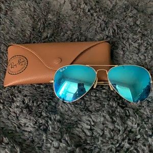 Blue Mirrored Ray Bans Aviators Polarized